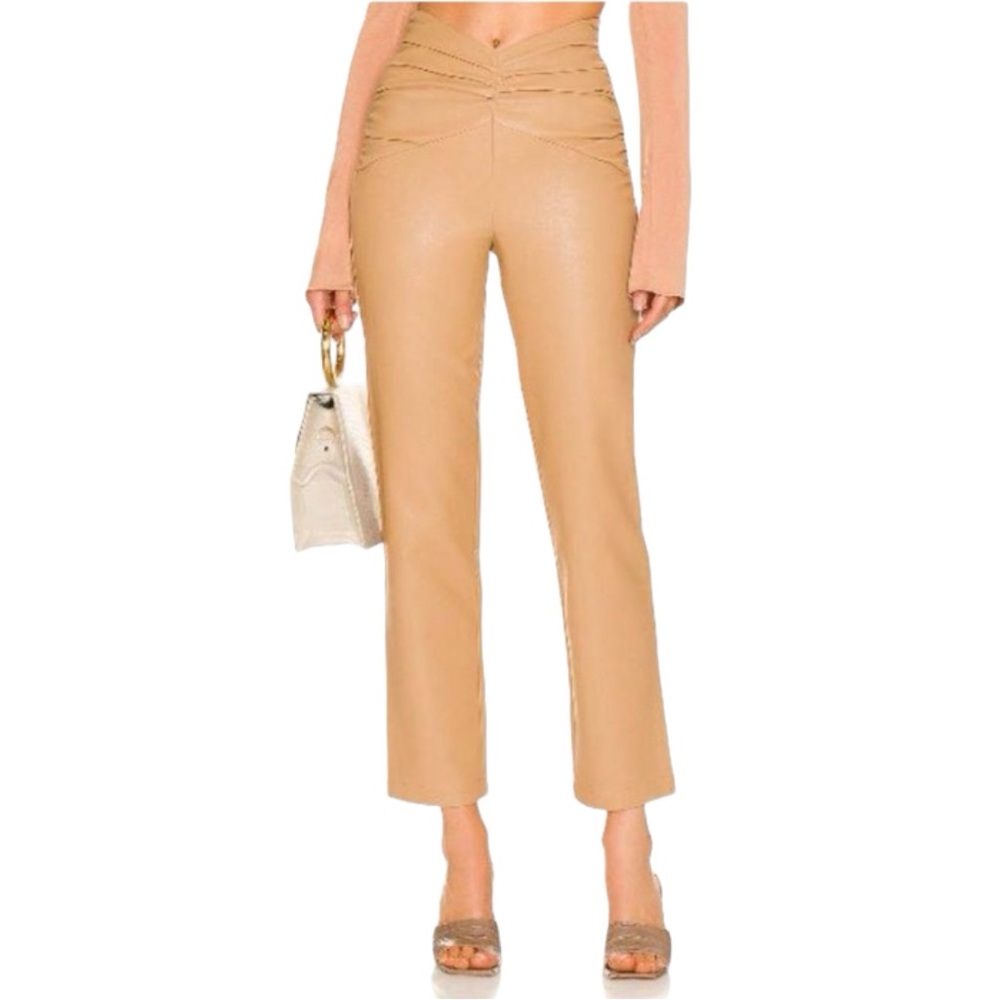 NBD High Waisted Light Vegan Leather Straight Leg Pants Size XXS